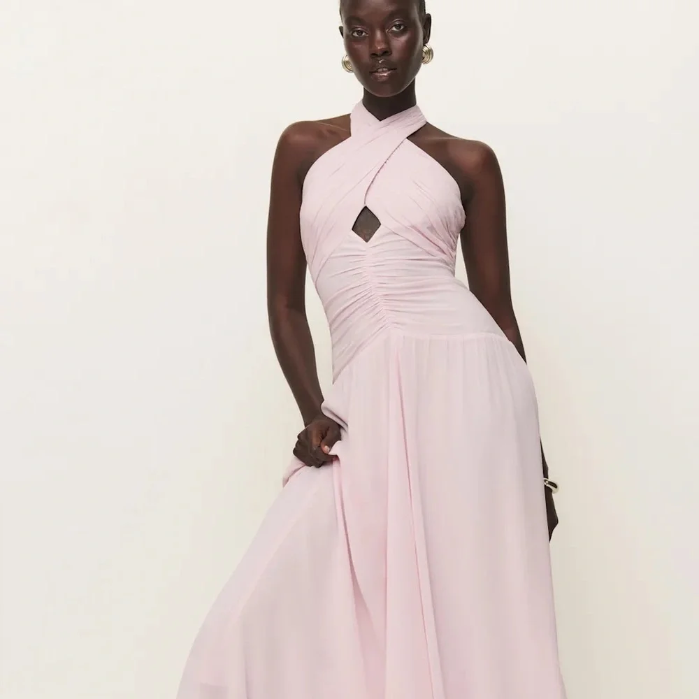 reformation pink halter dress Reformation Yanitza Dress | Pink